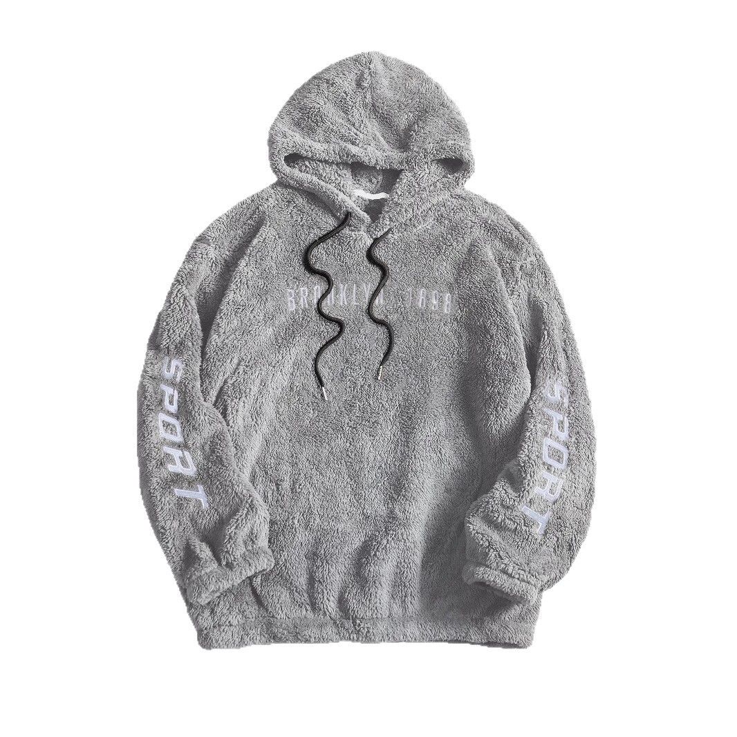 Unisex Fleece-Lined Hoodie – Oversized V-Neck Pullover With Soft Brushed Interior (S-XXL, Light Grey, Winter Warmth, College Streetwear)_viptrois.com