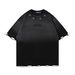 Unisex Hip Hop Washed Distressed T-Shirt - Oversized Streetwear Tee With Gradient Print & Raw Hem (S-XXL)_viptrois.com