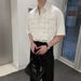 Men's Clothing Woven Short Sleeved Shirt Red Five Point Sleeve Shirt Handsome Outer Wear_viptrois.com