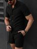 Men's Clothing New Jacquard Men's Short Sleeved Shirt Shorts Sports Leisure Beach Two Piece Suit_viptrois.com