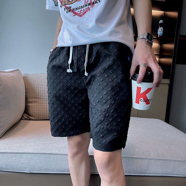 Green Shorts Summer Internet Celebrity Ins Super Hot Diamond Grid Casual 5-point Men's Trendy Brand_viptrois.com