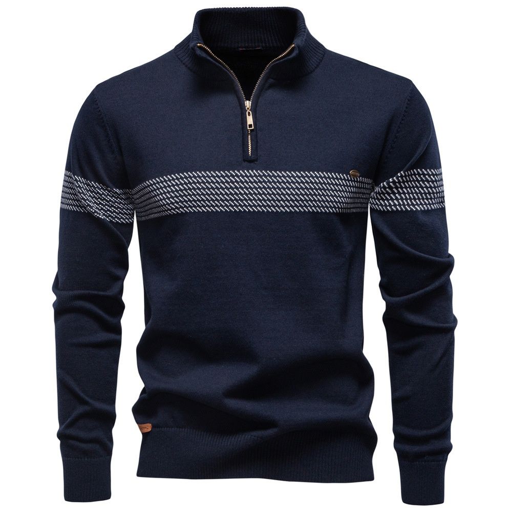 Pulse 2025 Autumn Winter New Business Stand Collar Pure Cotton Sweater European Size High-Quality Casual Half-Zip Men's Top_viptrois.com