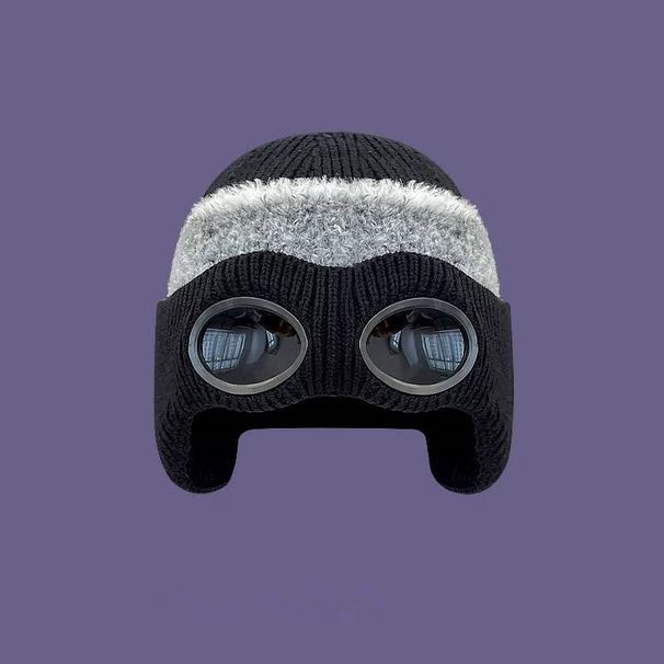 Women's Hats Aviator Sunglasses Plus Velvet Knitted Hat Autumn And Winter Cold Proof Warm Wool Hat Men And Women All Match Trendy Glasses Cold Hat_viptrois.com