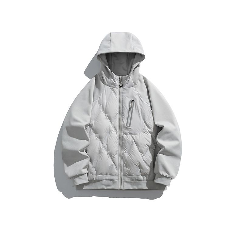 Men's Hybrid Knit Sweater & Down Jacket - Lightweight 650FP 90% White Duck Feather Coat With Zipper, Windproof Loose Fit For Urban Winter_viptrois.com