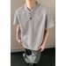 Men's Casual Summer Short-sleeve Trendy Versatile Retro Stylish T-shirt With Stand-up Collar And Printed Loose Long_viptrois.com