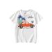 Mother & Kids Summer Clothing Boys White Short Sleeved Boys Trendy Children's T Shirt Cartoon Car Pattern Summer Half Sleeve_viptrois.com
