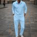 Men's Jacquard Polo & Trouser Set – Breathable Summer Linen-Blend Suit With Lapel Collar (White/Gray/Black, S-XXXL)_viptrois.com