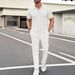 Men's Solid Color Knit Polo Shirt With Long Pants Casual Suit - Lightweight & Breathable Fabric For Everyday Comfort_viptrois.com