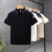 Streetwear Drop-Shoulder Polo Shirt – Contrast Collar Slim Fit Men's Tee (Khaki/Black/White/Olive, M-4XL, Korean Style)_viptrois.com