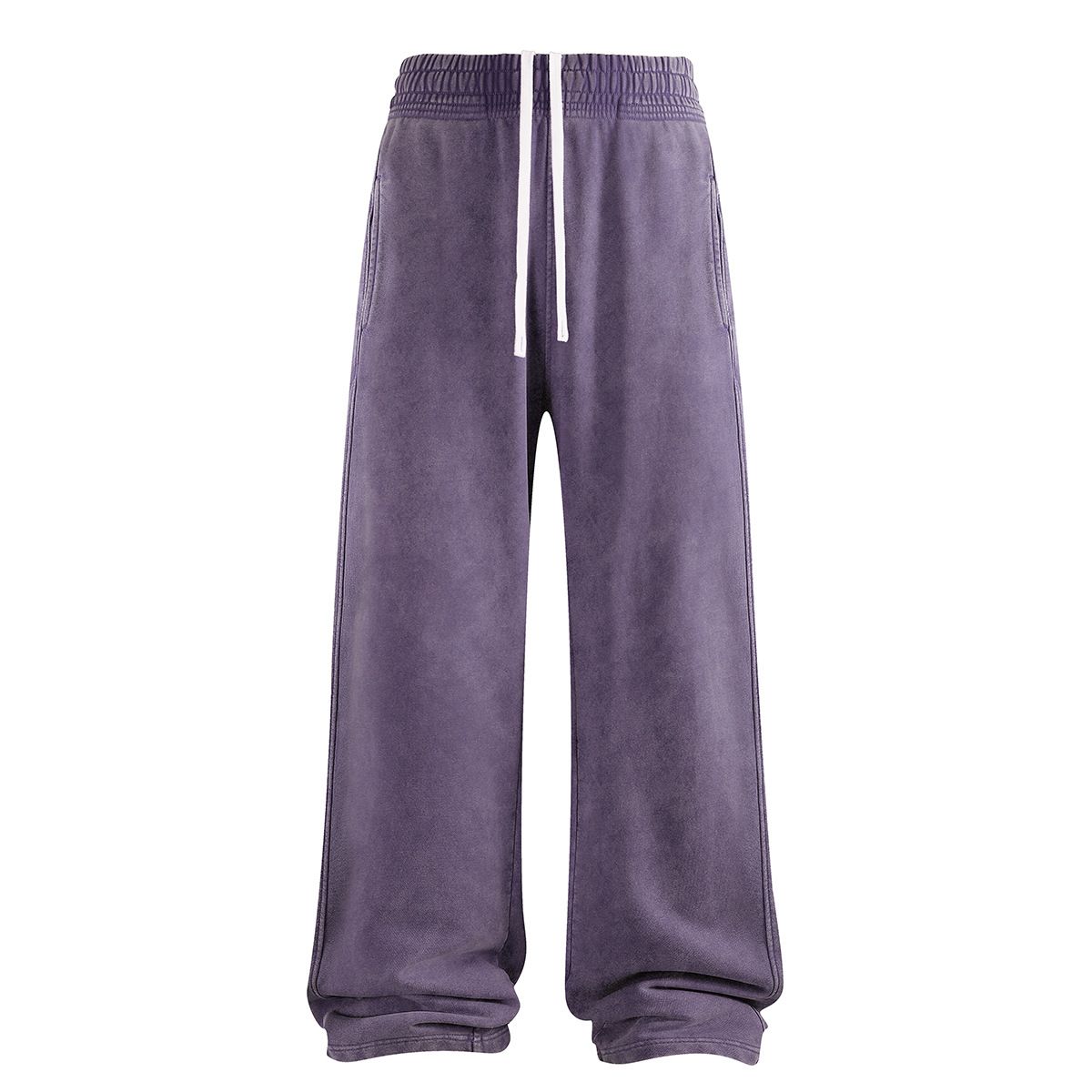 Unisex Heavyweight 430g Cotton Batik Sweatpants – Vintage Washed Terry, Distressed Wide-Leg Joggers_viptrois.com