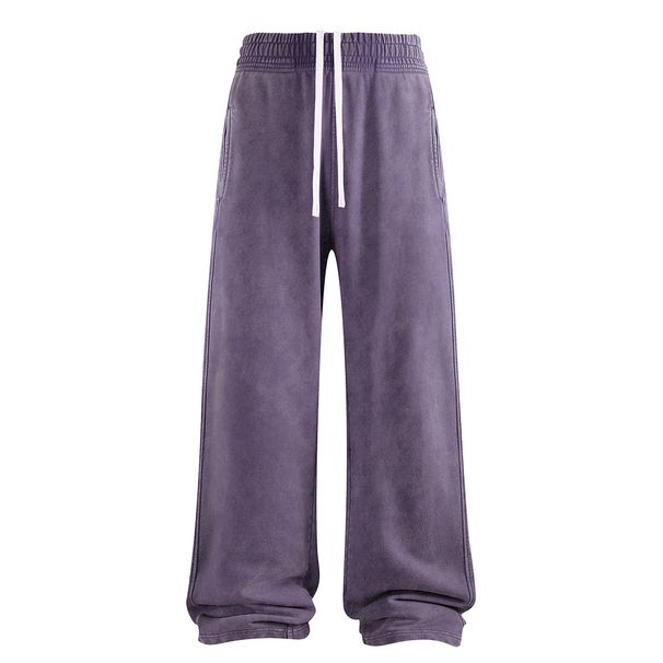 Unisex Heavyweight 430g Cotton Batik Sweatpants – Vintage Washed Terry, Distressed Wide-Leg Joggers_viptrois.com