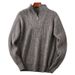 Men’s Japanese-Inspired Half-Zip Knit Sweater – Soft & Breathable Pullover (Beige/Greyish/Camel/Tibetan Blue, M-2XL)_viptrois.com
