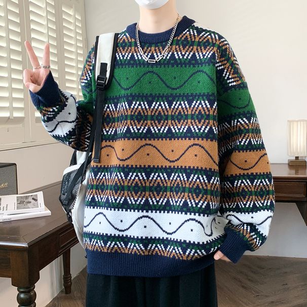 Round Neck For Men, Autumn Winter 2025 New Style, Cool And Casual Base Knitwear, Youth Boys' Sweater Jacket_viptrois.com