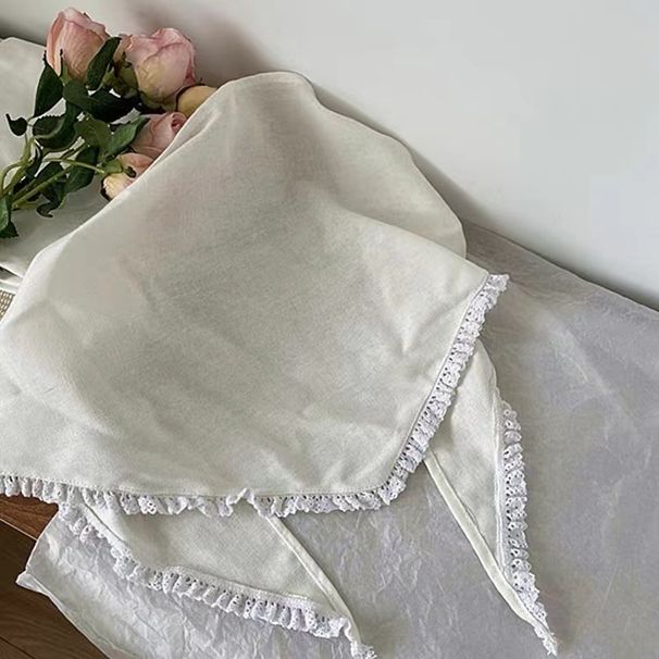 Fever Same Style Milk White Lace Headscarf Summer Korean Sweet Girl Accessory French Triangle Scarf Women's Hairband_viptrois.com