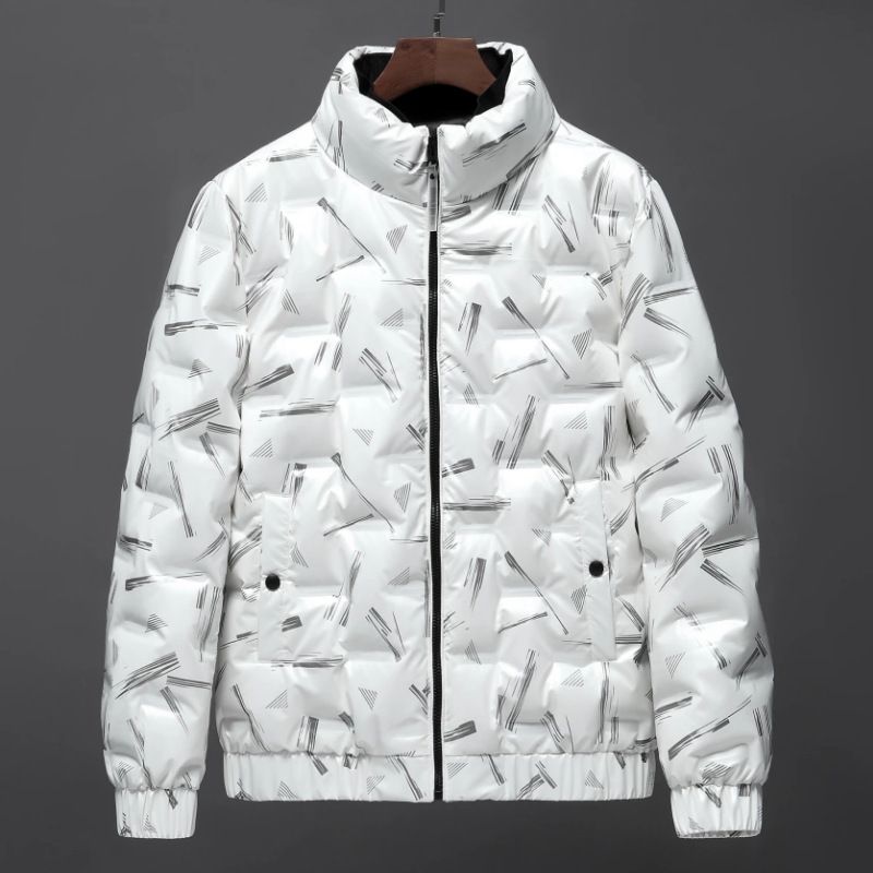 Men's Clothing New Style Stand Up Collar Printing Thin Student Couple Trendy Winter Men's Season Jacket_viptrois.com