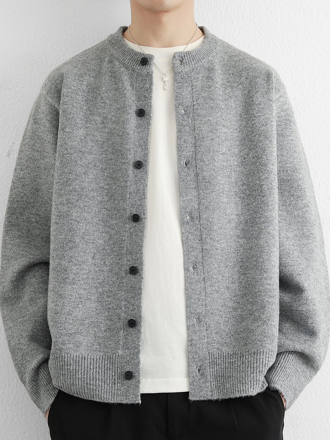 2025 Knitted Cardigan Jacket For Men Cleanfit Sweater Men's Autumn Winter Versatile Lazy Round Neck Knitwear_viptrois.com