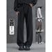 Summer Lightweight Men's Casual Suit Trousers High-End Loose Fit Flowing Ice Silk Neapolitan Black Dress Trousers_viptrois.com
