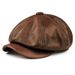New Arrivals Hats Men 2024 Winter 100% Genuine Leather Warm Cap Male Beret Painter Boina Cowhide Octagonal High Quality Streetwear_viptrois.com