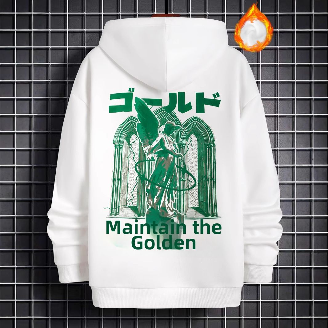Men's Long Sleeved Hooded Sweatshirt Trendy Brand Spring Autumn Jacket American Style Couple Top Loose Print_viptrois.com