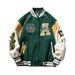 American Flocking Autumn And Winter Baseball Men's Trendy Brand Hip-hop Casual Couple Jacket Green Top Women_viptrois.com