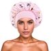 Wide Brim Women's Pullover High Elasticity Beauty Chemotherapy Hat Butterfly Flower Print Satin Sleep Cap_viptrois.com