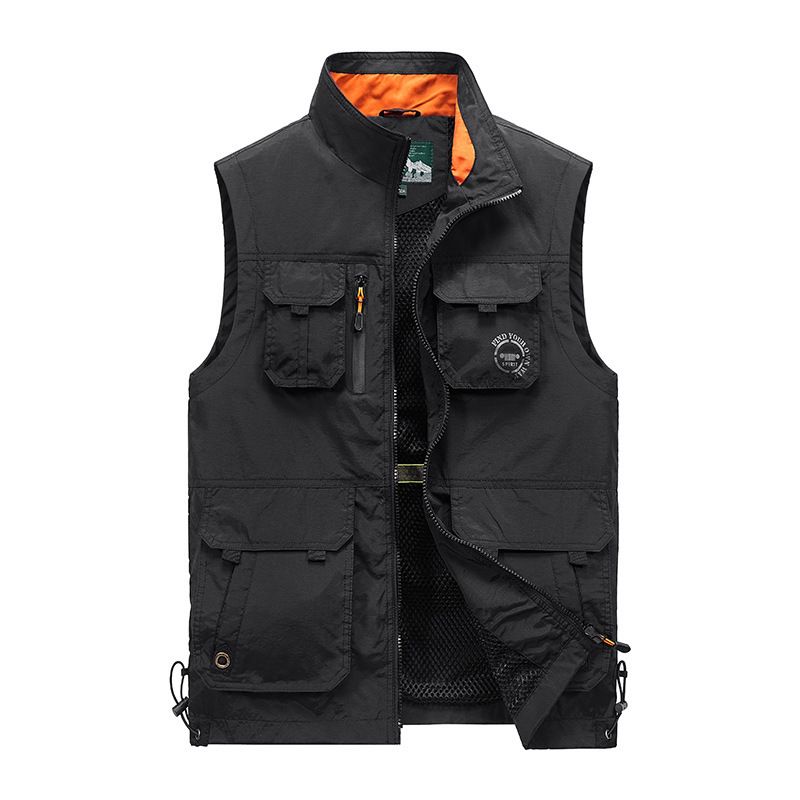 Men's Lightweight Vest Jacket – Multi-Pocket Fishing Vest With Hood (L-6XL, Grey/Black/Navy/Khaki/Army Green)_viptrois.com