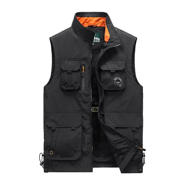Men's Lightweight Vest Jacket – Multi-Pocket Fishing Vest With Hood (L-6XL, Grey/Black/Navy/Khaki/Army Green)_viptrois.com
