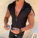 Men's Clothing Sleeveless Hooded Zipper Cardigan T Shirt Men Summer Cool New Fashion Plaid Sleeveless T Shirt Men's Lapel_viptrois.com