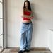Vintage Embroidered Jeans - Y2K Retro High Street Wide Leg Pants, Loose Fit Casual Denim Trousers With Unique Stitching, Comfortable & Stylish_viptrois.com