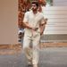 Men's Clothing Beach Print Suit Casual Loose Lapel Irregular Shirt_viptrois.com