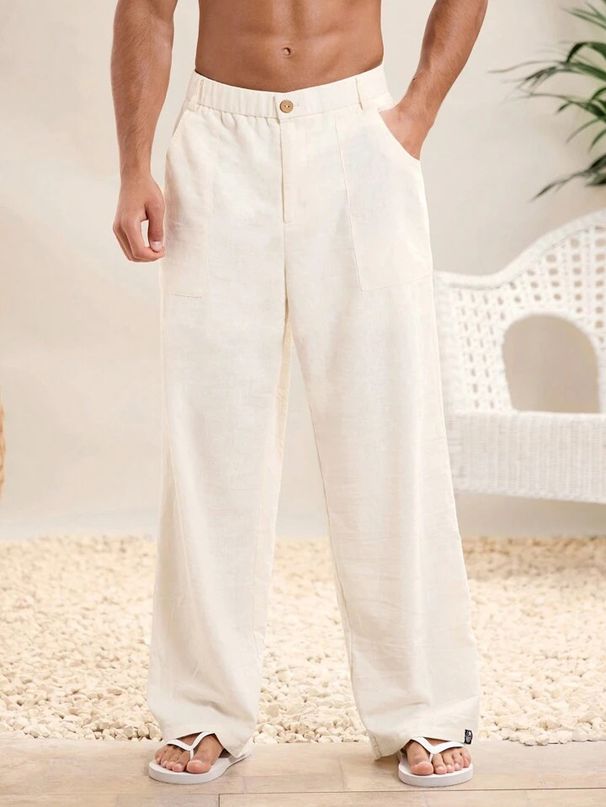 Men's Clothing Solid Color Men's Loose Cotton And Linen New Style Casual Trousers Trousers_viptrois.com