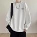 Pure Textured Crew Neck Sweatshirt , Spring And Autumn 2024 New Trendy Loose Fit Heavyweight Hoodless Long Sleeve Top For_viptrois.com