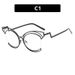 Women's Eyeglasses Folding Curved Leg Cat Eye Large Frame Hollow Flat Glasses New Metal Glasses Frame Ins Concave Shape Anti Blue Light_viptrois.com
