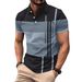 Men's Clothing Summer European And American Men's Daily Casual Striped Print Lapel Short Sleeved Polo Shirt_viptrois.com