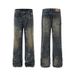 Men's Clothing High Street Vibe Distressed Blue Flared Jeans Men's Cool Slim Fit Pants_viptrois.com