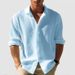 Men's Solid Color Small Waffle Long Sleeve Autumn Single Breasted Fashion Casual Shirt Streetwear Cardigan_viptrois.com