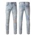 Men's Clothing American Retro Hole Men's High Street Diamond Jeans Men's Stretch Hole Jeans 6808_viptrois.com