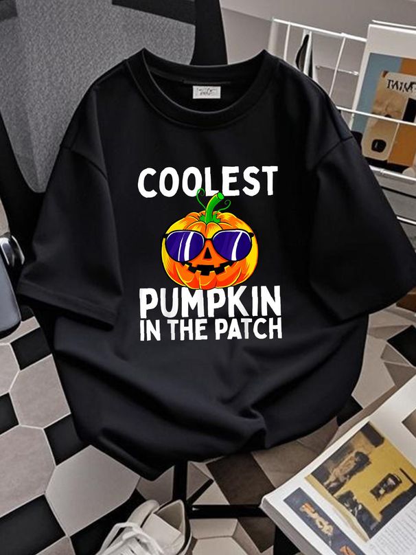Coolest Pumpkin In The Patch Halloween Boys Girls T-Shirt Stylish Fashion Graphic Versatile Women Women Top Graphic Tees Unisex Streetwear Female T-Shirt For Women Casual Designer Clothes Print Round Neck Short Sleeve Stretched Soft Summer Breathable_viptrois.com