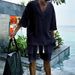 2024 Cross-border Casual Jacquard Suit Men's Summer Loose Short Sleeve T-Shirt Shorts V-Neck Sports Suit Two-piece Men's Clothing_viptrois.com