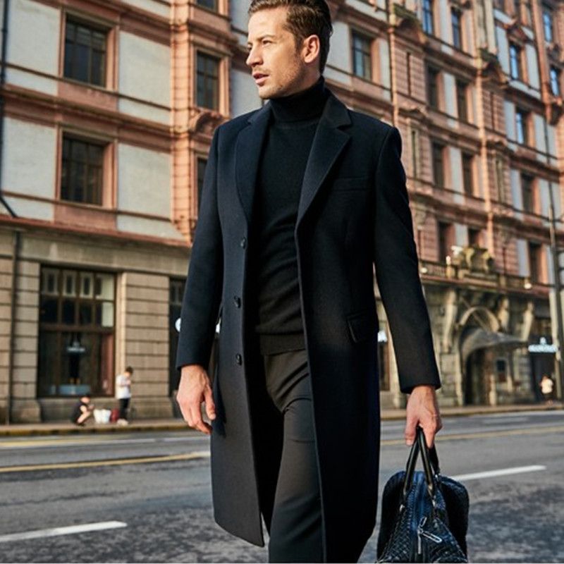 2026 Men's Clothing Men's New Wool Casual Overcoat Jacket Cross Border Trench Coat Wool Fabric Style Foreign Trade Wholesale_viptrois.com
