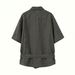 Textured Lapel Linen Short-sleeve For Men, Summer Vintage Style With Waist-cinching Ribbon Design, Casual Trendy Shirt_viptrois.com