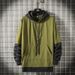Men's Oversized Hooded Sweatshirt - Long Sleeve Pullover With Color Block Design, Lightweight Polyester, Casual Streetwear For Teens & Young Adults_viptrois.com