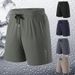 New Summer Men's Shorts, Made Of Ice Silk, Quick Drying, Casual Running Pants, Loose Fit, Straight Leg, Beach Shorts._viptrois.com