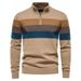 Loom Knitted Pullover Open Chest European And American Style Stand Collar New Autumn Winter Cross-Border Sweater Men's_viptrois.com