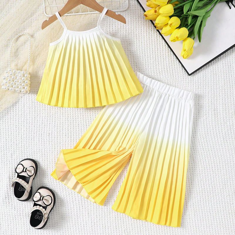 Mother & Kids Girls Summer Two Piece Suit Children's Sleeveless Suspenders Trousers Suit Baby Thin Children's Clothing Trade Wholesale Baby Girl_viptrois.com