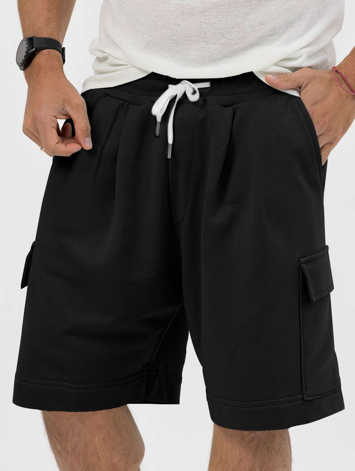 Men's Clothing Summer Men's Shorts Breathable Solid Color Drawstring Loose Squat Jogging Casual Shorts Men_viptrois.com