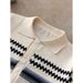 Men's Clothing Men's Black Fair Isle Short Sleeved Knit Sweater Summer Relaxed Style Outerwear Old Fashioned Breathable Cardigan Half Sleeve_viptrois.com