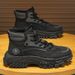 Men's Work Boots Slip-Resistant Anti-Slip Hiking Shoes Comfortable Outdoor Safety Shoes With Thick Sole For Men_viptrois.com