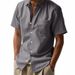Men's Clothing Linen Loose Casual Lapel Casual Short Sleeved Shirt_viptrois.com