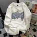Pure Cotton American Loose Vibe College Style Ghost Crew Neck Sweater 2024 Autumn New Chic Lazy On Clothes_viptrois.com